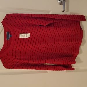 Karen Scott Red and black striped long sleeve sweater size: Medium